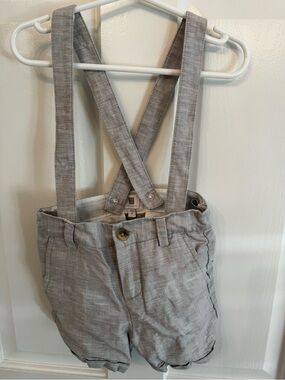 Janie and Jack 2T linen suspender shorts